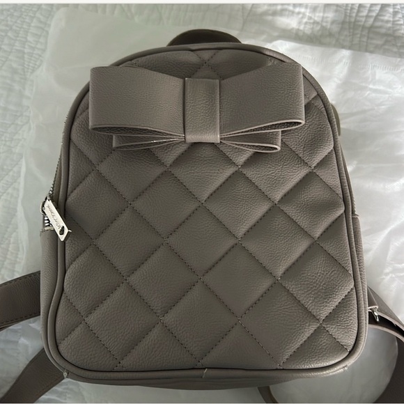 Betsey Johnson Handbags - Betsey Johnson Quilted Gray Mini Backpack with Bow